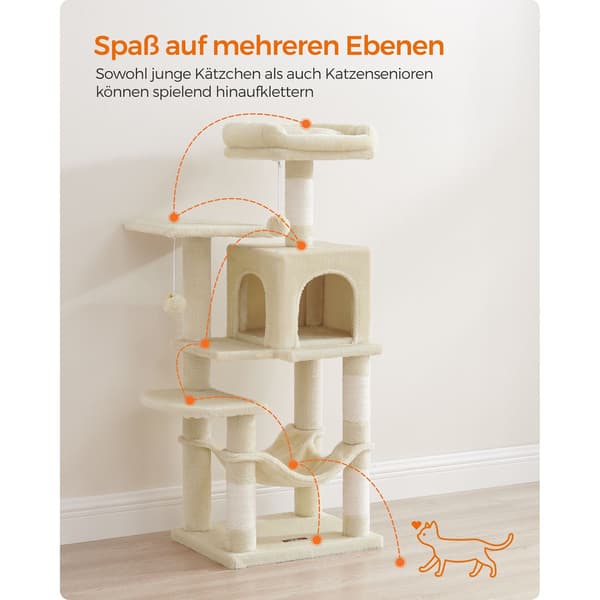 Kradsetræ - med platforme og hængekøje - beige