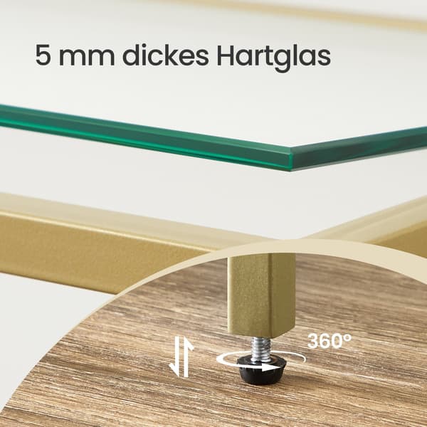Konsolbord - 3 niveauer - Glas og stål - Guldtransparent