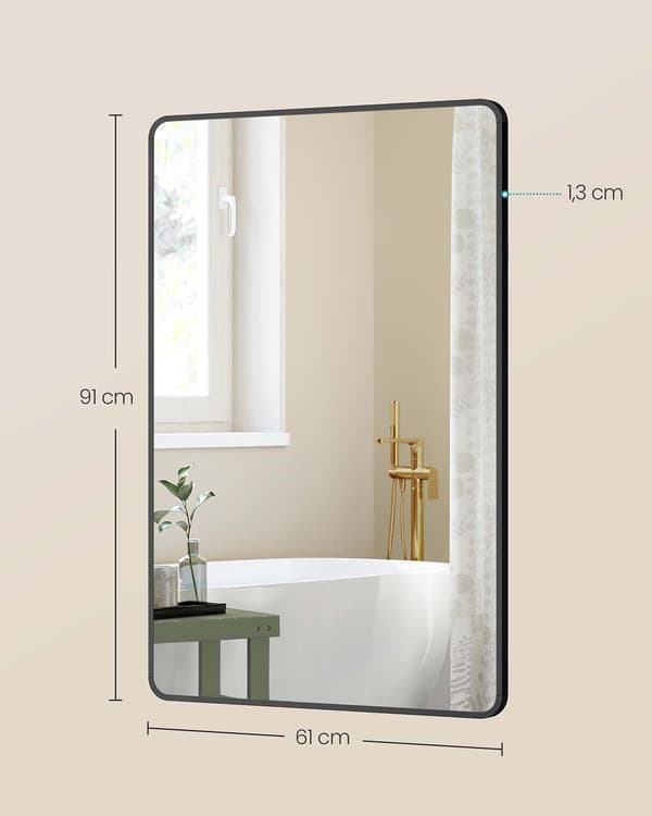 Väggspegel - Rektangulär - Aluminiumram - Modern design