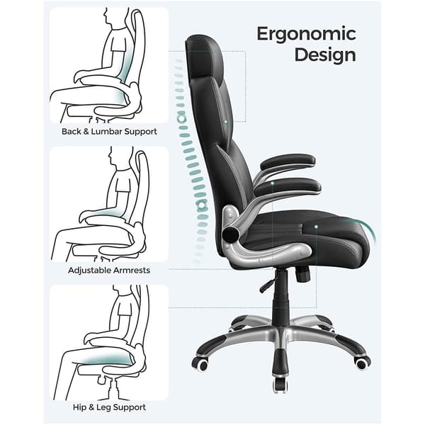 Kontorstol - 1 x kontorstol - ergonomisk drejestol - med foldbare armlæn