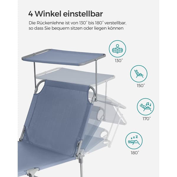 Solseng - sammenklappelig med solsejl - blå