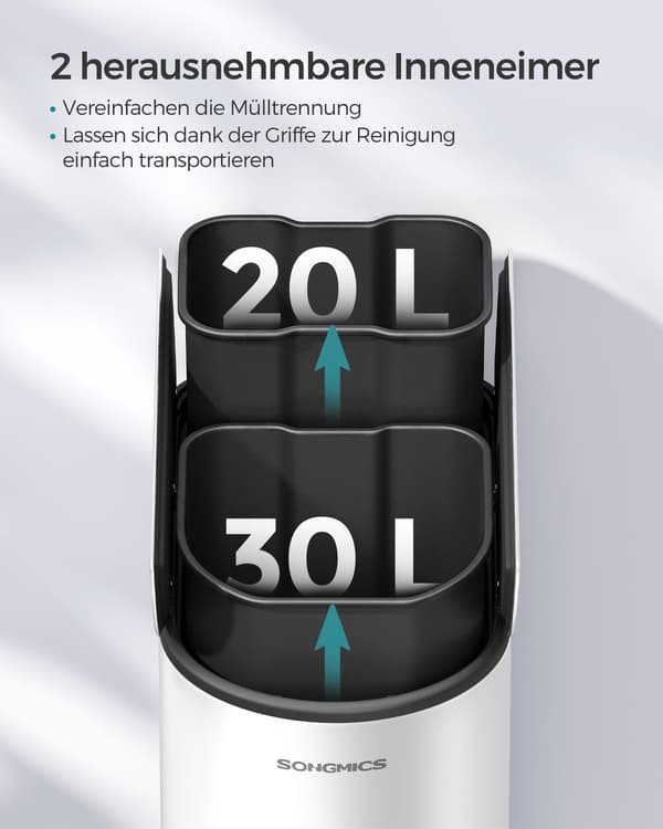 Avfallssorteringssystem - 2 fack - molnvitt-metalliskt silver