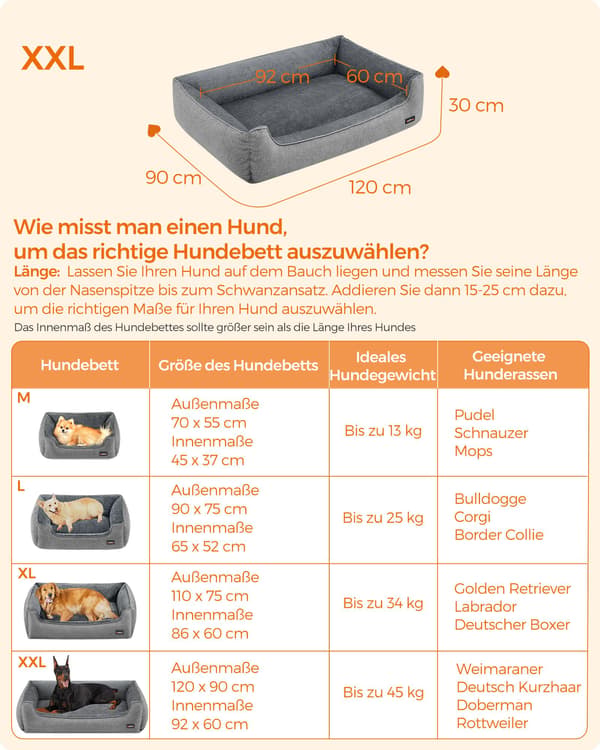 Hundeseng - hævede kanter - imiteret linned - lysegrå