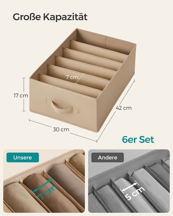 Garderobeopbevaringssæt - sæt med 6 - sandbeige