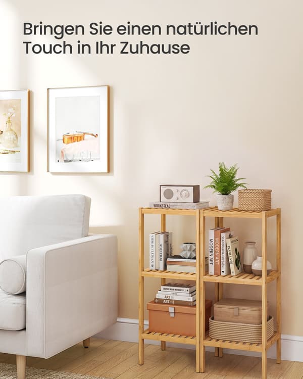 Badrumsställ - Bambu - Smal - 79 cm - Naturbeige