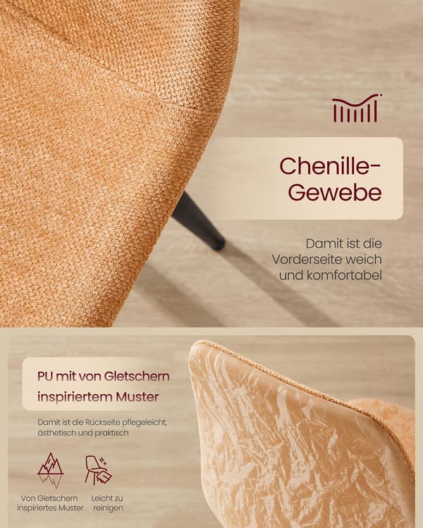 Matstolsset om 4 - Chenilletyg - Karamellbrunt