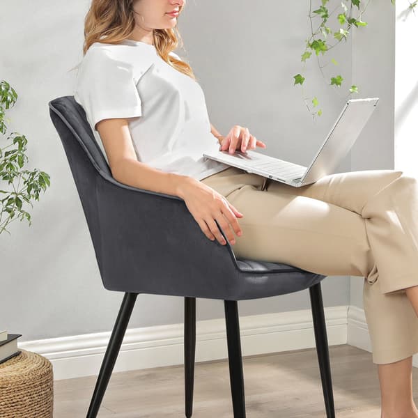 Spisestol - Ergonomisk design - Fløjlsæde - Mørkegrå