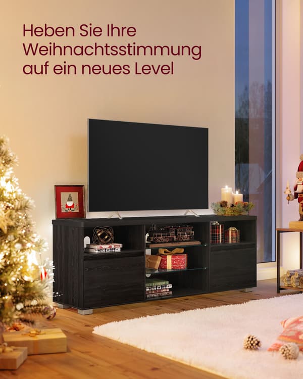 TV-bord med LED-belysning til 70 tommer - sort
