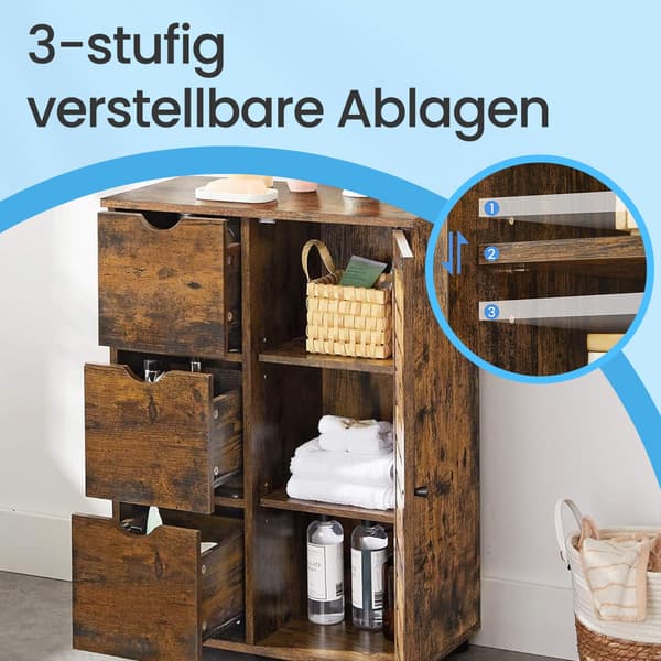 Smalt badrumsskåp - kompakt design - rustikt brunt