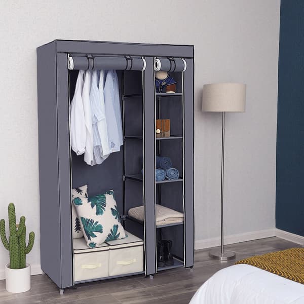 Sammenklappelig garderobe - Pladsbesparende - Grå