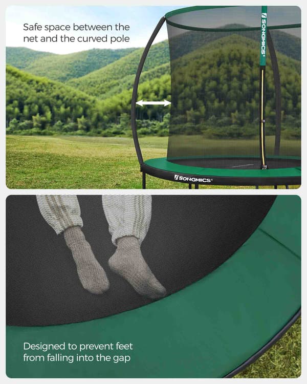 Trampolin Ø 244 cm med indernet - sikker og robust - sortgrøn