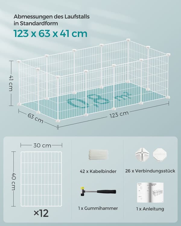 Smådjursbur - DIY - metall - vit