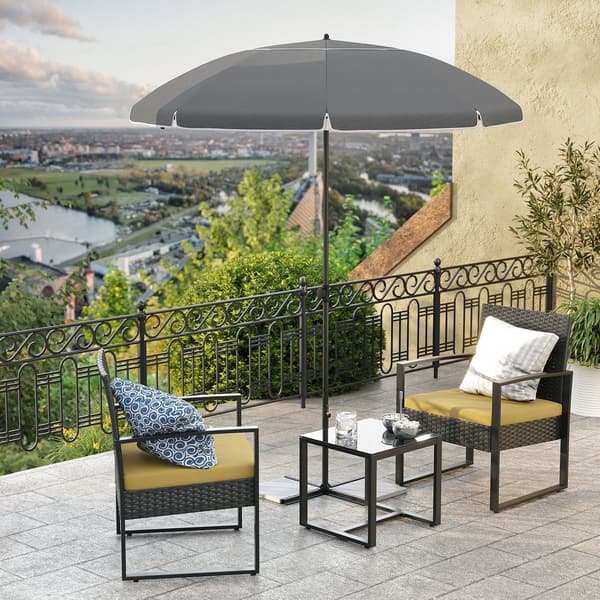 Parasol - Med håndsving - UV-beskyttelse - Grå