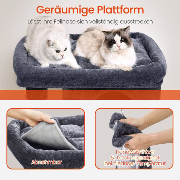 Kradsetræ med stor platform - plys - beige