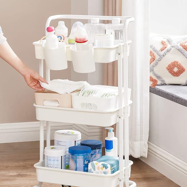 Vagn - Robust med 3 hyllplan - Vit