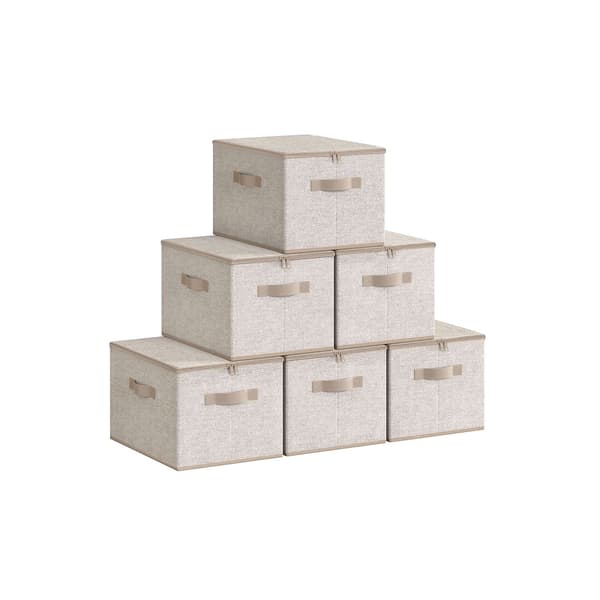Förvaringslåda set om 6 - Med lock - Sandbeige