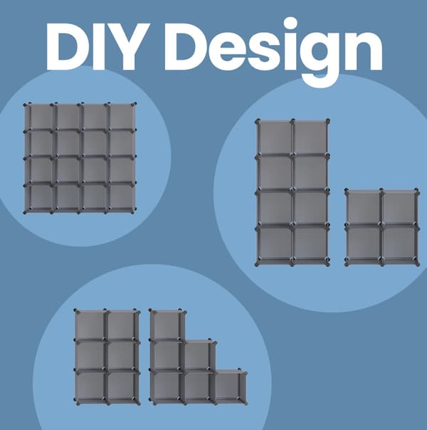 Skohylde - DIY 16 terninger - Grå