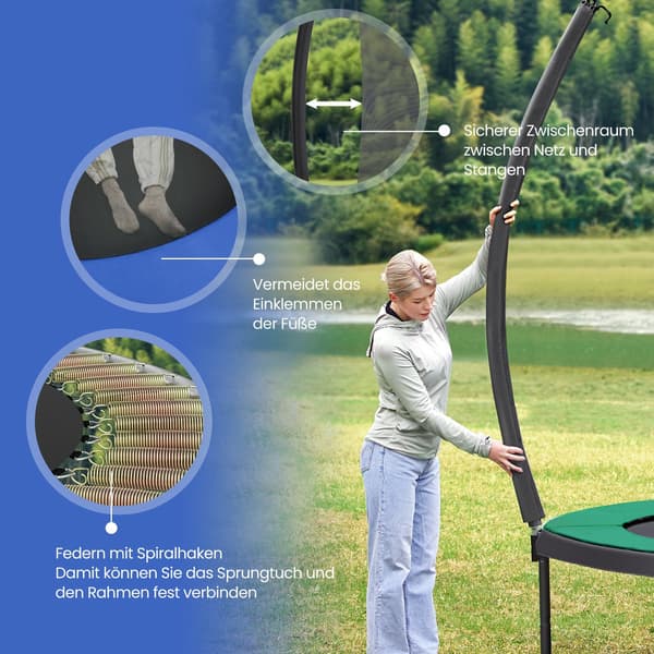 Trampolin 366 cm - Havetrampolin med sikkerhedsnet - sortblå