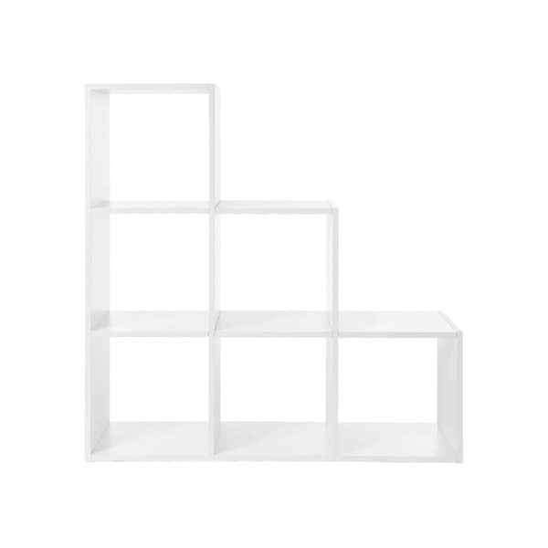 Bogreol - trindelt design - 6 rum - hvid