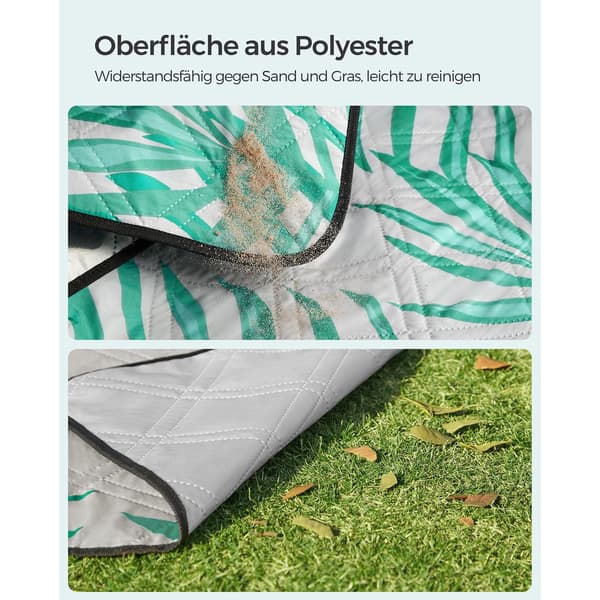 Picknickfilt - 200 x 200 cm - grå med tropisk ormbunke