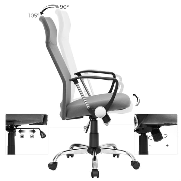 Kontorstol - Ergonomisk og justerbar - Grå