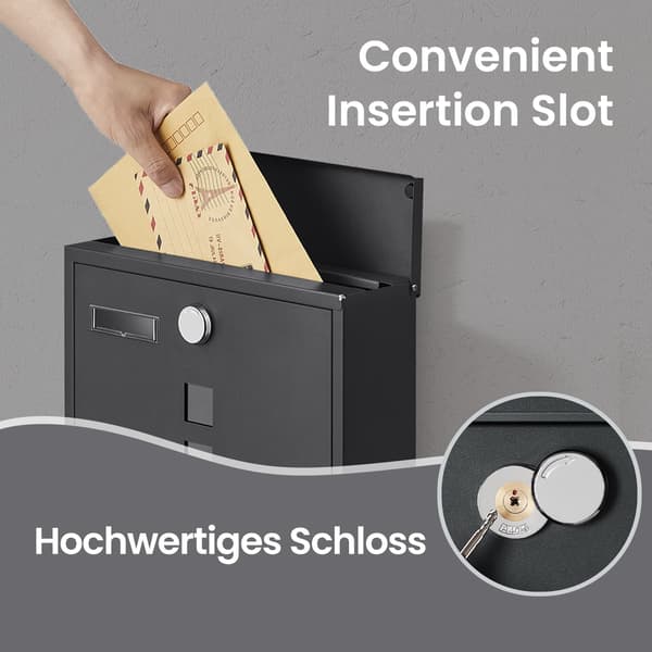 Postkasse med lås og vindue - Sort