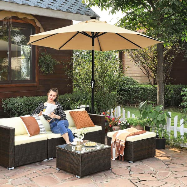 Parasol med LED-belysning - Taupe