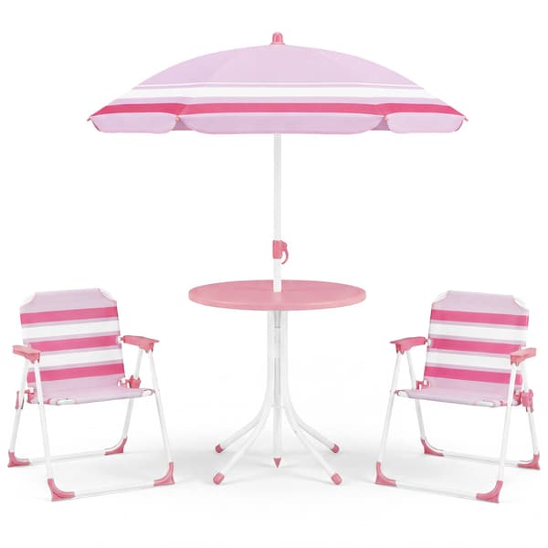 Barnmöbelset - med höjdjusterbart solparasoll, 4‑delat barnset bord och fällstolar - 2