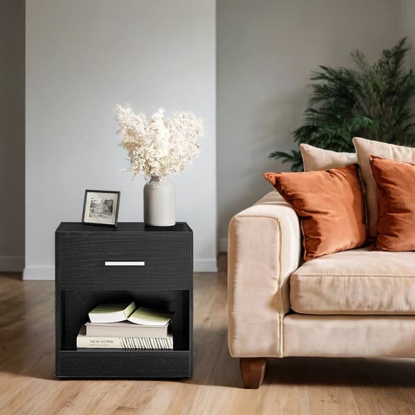 Natbord med skuffe - Multifunktionelt design - Sort