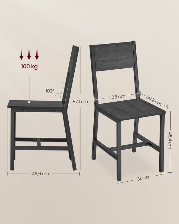 Matstolar Set om 2 - Modern Design - Antracitgrå-Bläcksvart