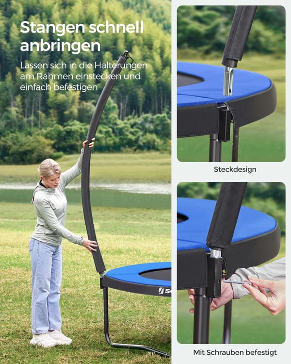 Trampolin Ø 427 cm - med indvendigt net - sortblå