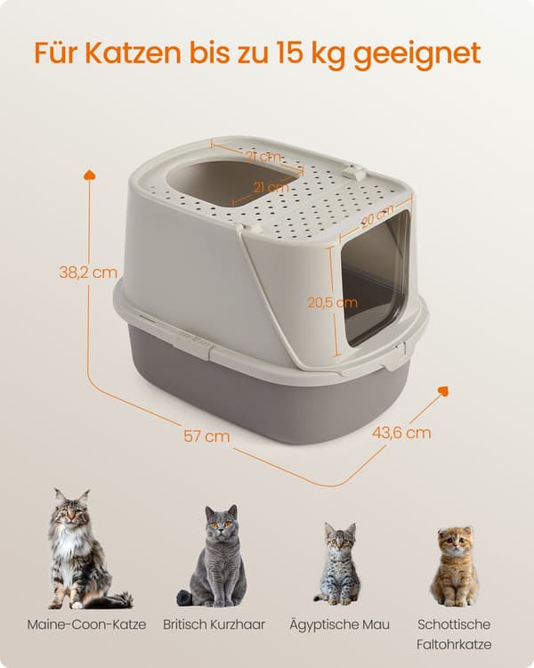 Kattlåda med lock - Upp till 15 kg - Diskret design