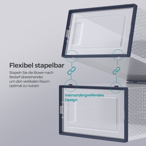 Skoæsker Sæt med 18 - Stabelbare - Transparent Antracitblå