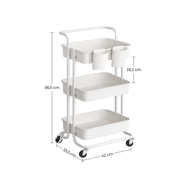 Vagn - Robust med 3 hyllplan - Vit