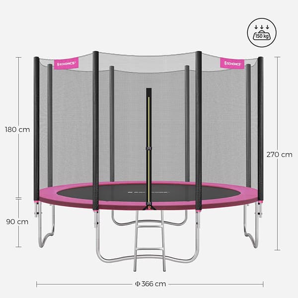 Trampolin - Säkerhetsnät och stege - Rosa