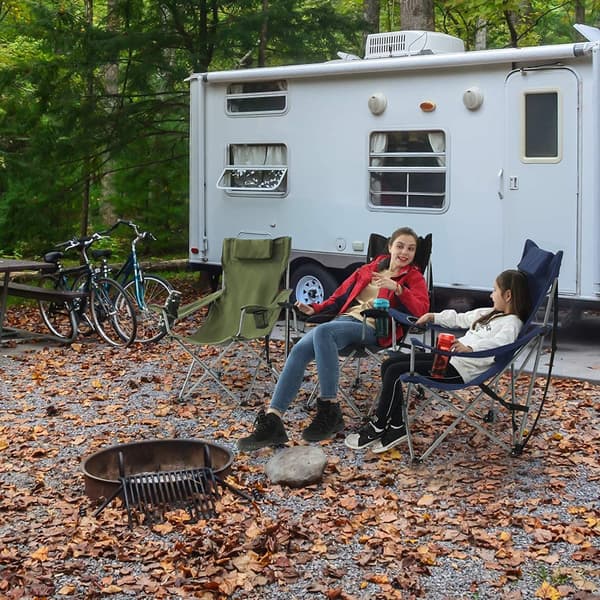 Campingstolar - Set om 2 med nackstöd - Mörkblå
