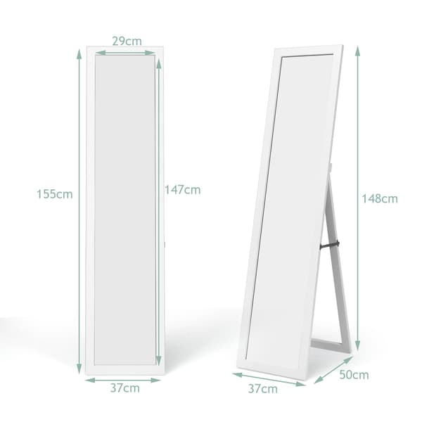 i - fullängdsspegel Hellängdsspegel med träram - 2 1 37 x 155 cm - Vit