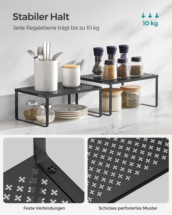 Kryddställ set med 4 expanderbara och stapelbara bläcksvarta