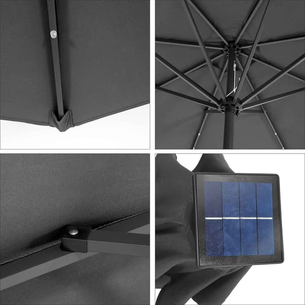 Parasol med LED-belysning - grå