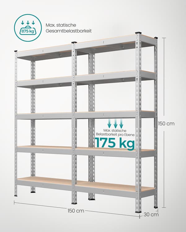 Hyllset om 2 - Robust design - Silver