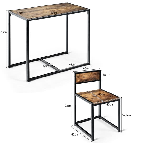 st - Bord Grupp Set + Stolar Antik - 3 2 - Brun
