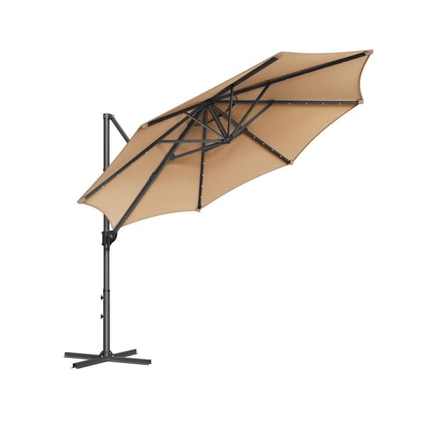 Fritstående parasol med belysning - 360° drejelig - Duegrå