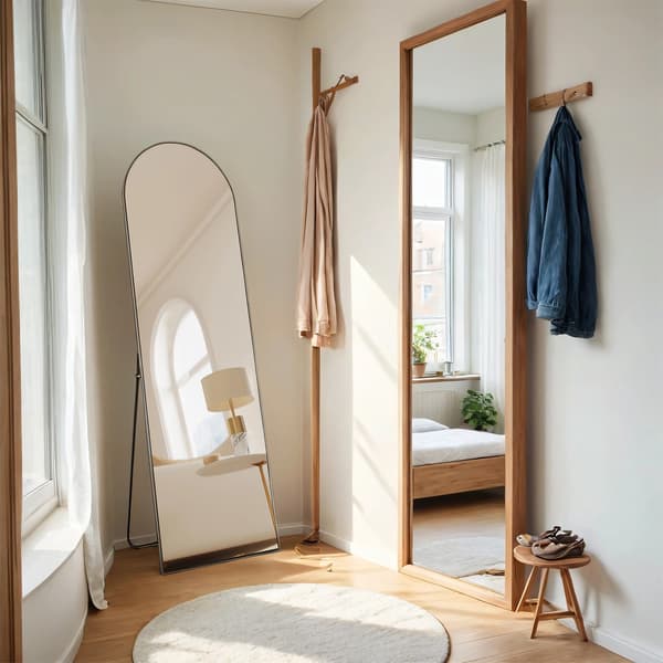 Spejl i fuld længde - Buet design - Blæksort