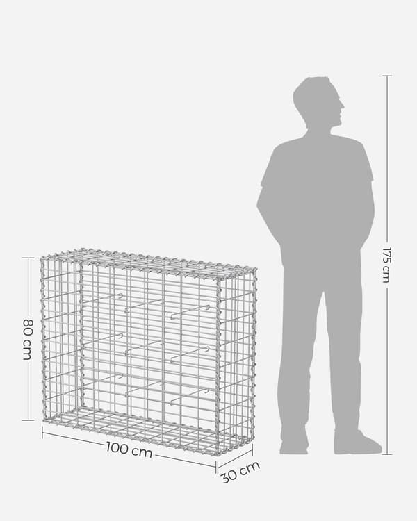 Set med 2 gabioner - 100 x 80 x 30 cm - silver