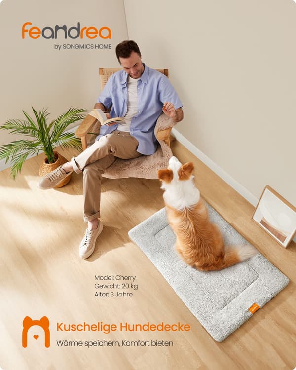 Medium Hundmatta - Tvättbar Hundfilt - Ljusgrå