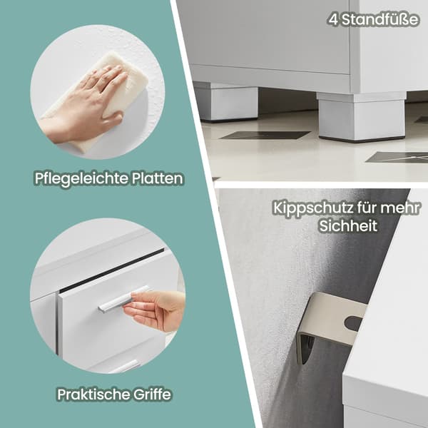 Kommod - Elegant design med 3 lådor - Vit