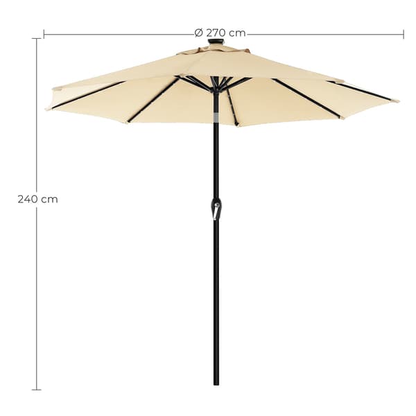 Solcellsdriven parasoll med LED-belysning Beige