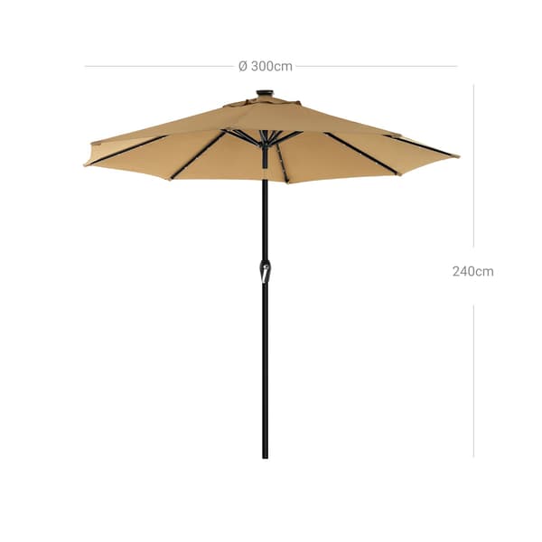 Parasol med LED-belysning - Taupe