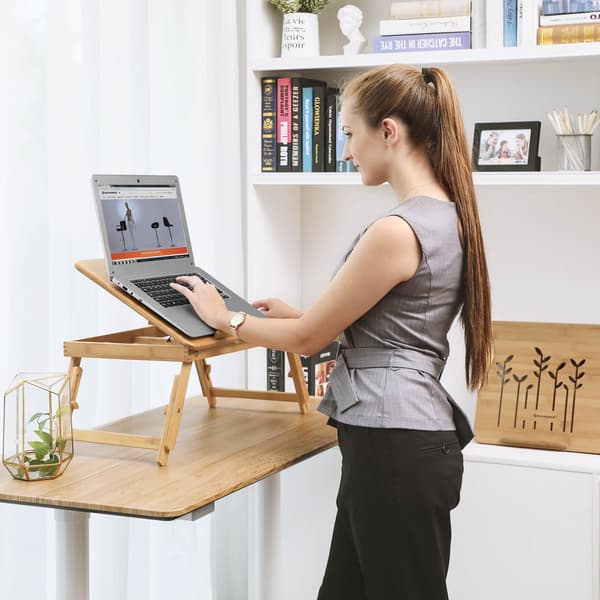 Laptopbord - justerbart och hopfällbart - bambu - naturfärgad