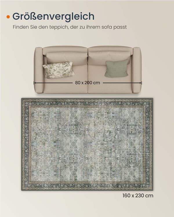Tæppe - Vintage stil - Maskinvaskbar - Valnødbrun